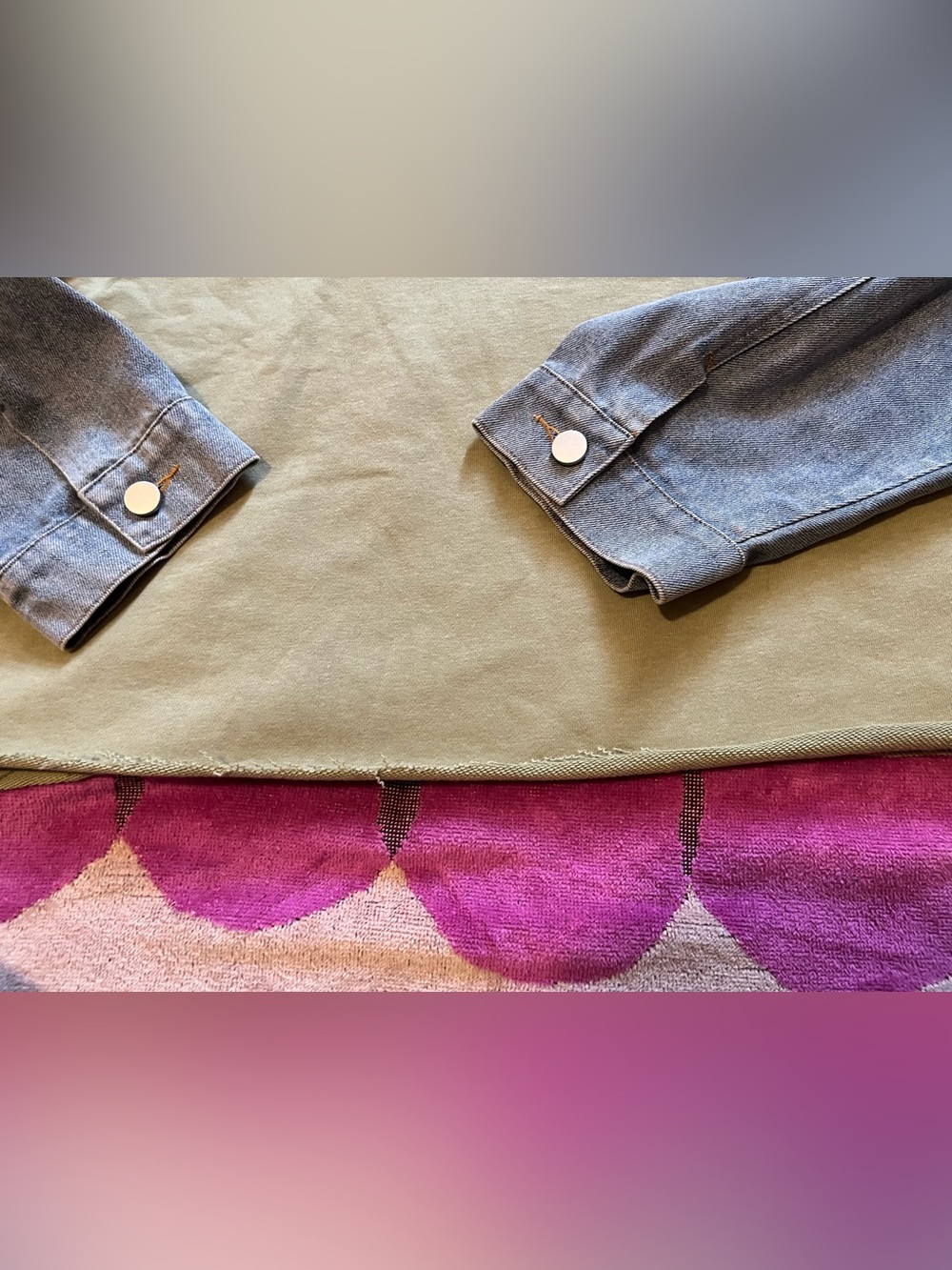 Denim Sleeve Mixed Media Sweatshirt - Picture 5 of 12